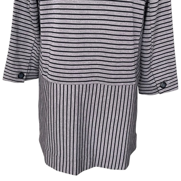 Cabi Striped Car Coat Women’s Size L 3/4 Sleeves Navy Gray - Picture 8 of 10